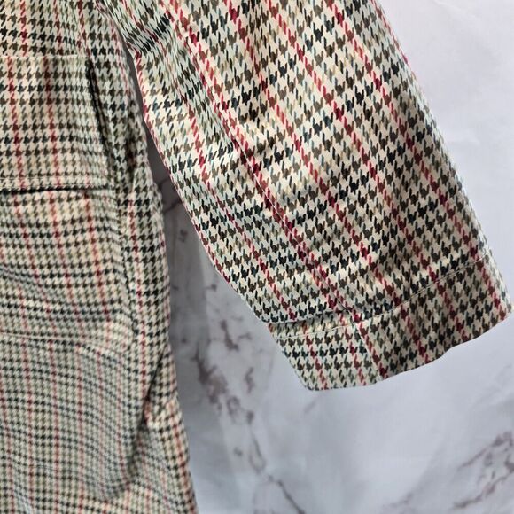 Cabi Jacket Womens Medium Brown Red Sherlock Houndstooth Trench Coat 3734 - Picture 8 of 11